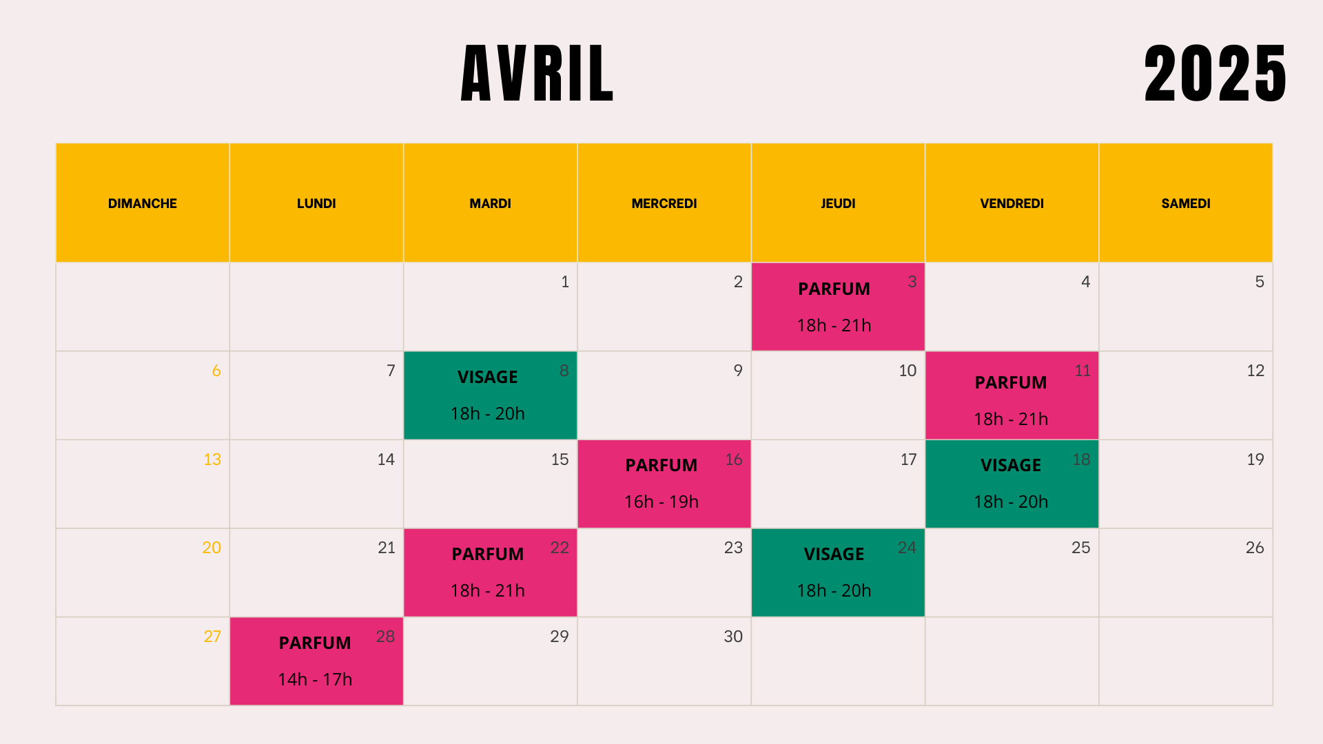 Planning atelier 2025